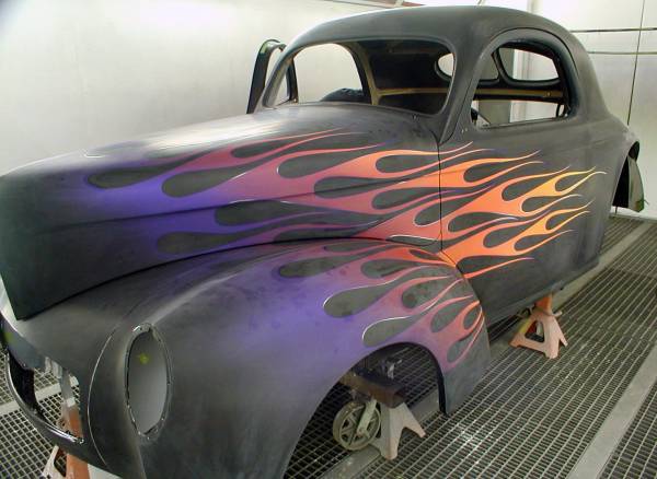 Flames painted, next step is applying the pinstriping